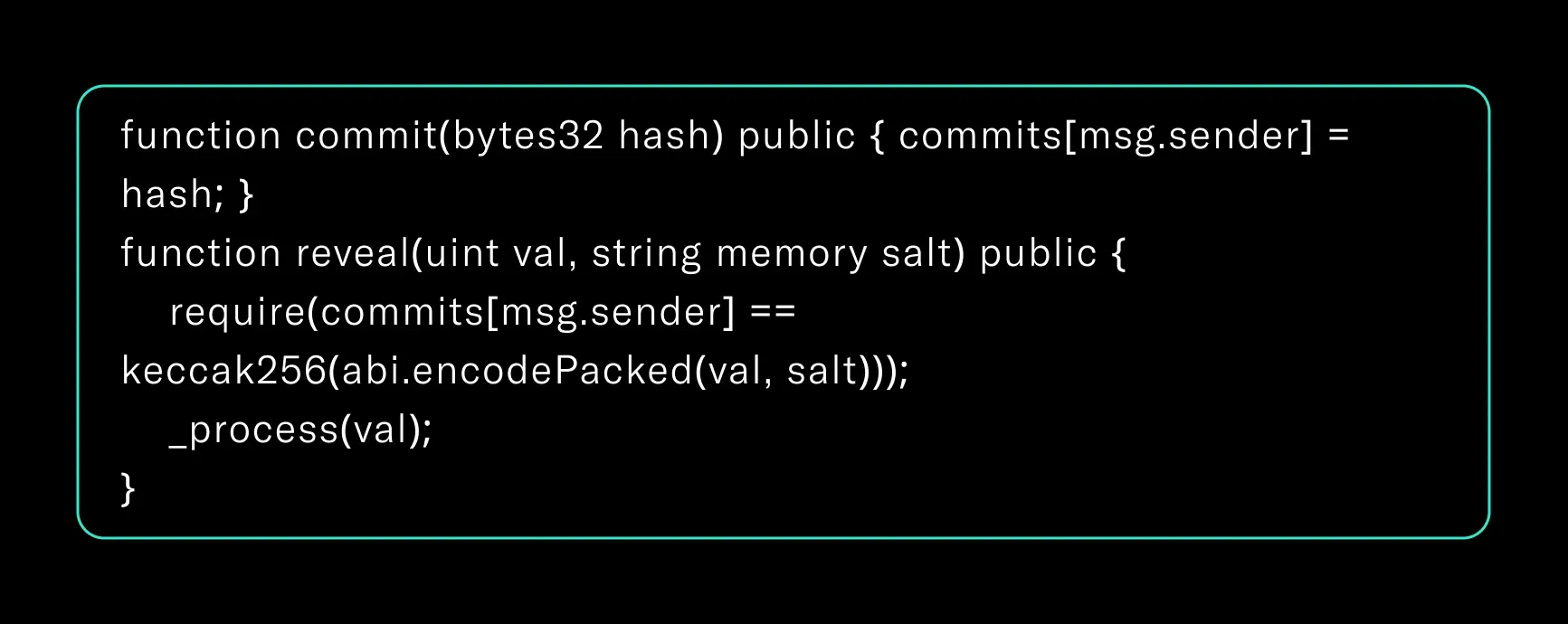 Commit-reveal code to prevent front-running attacks