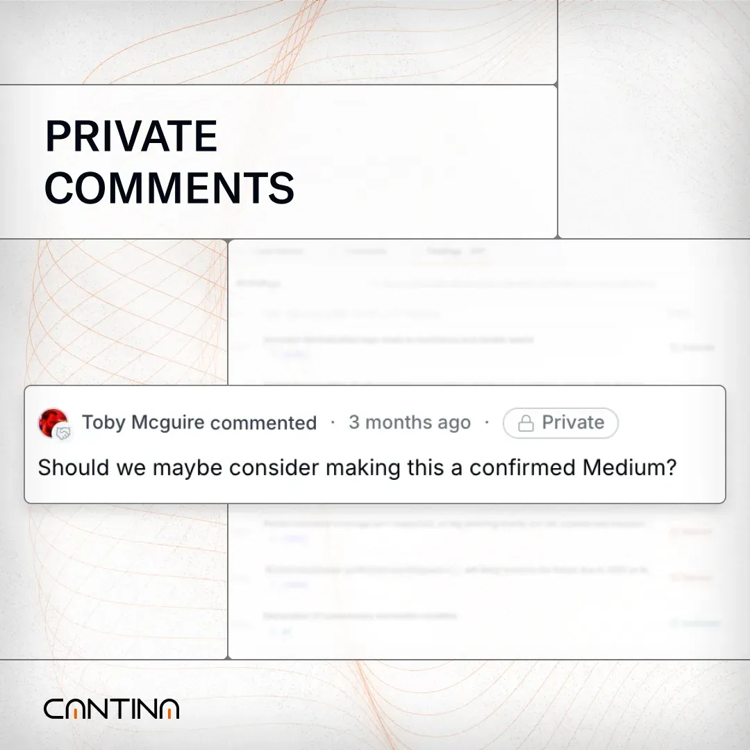 Example of a private comment thread in Cantina’s platform, showing internal reviewer discussion on issue severity classification.