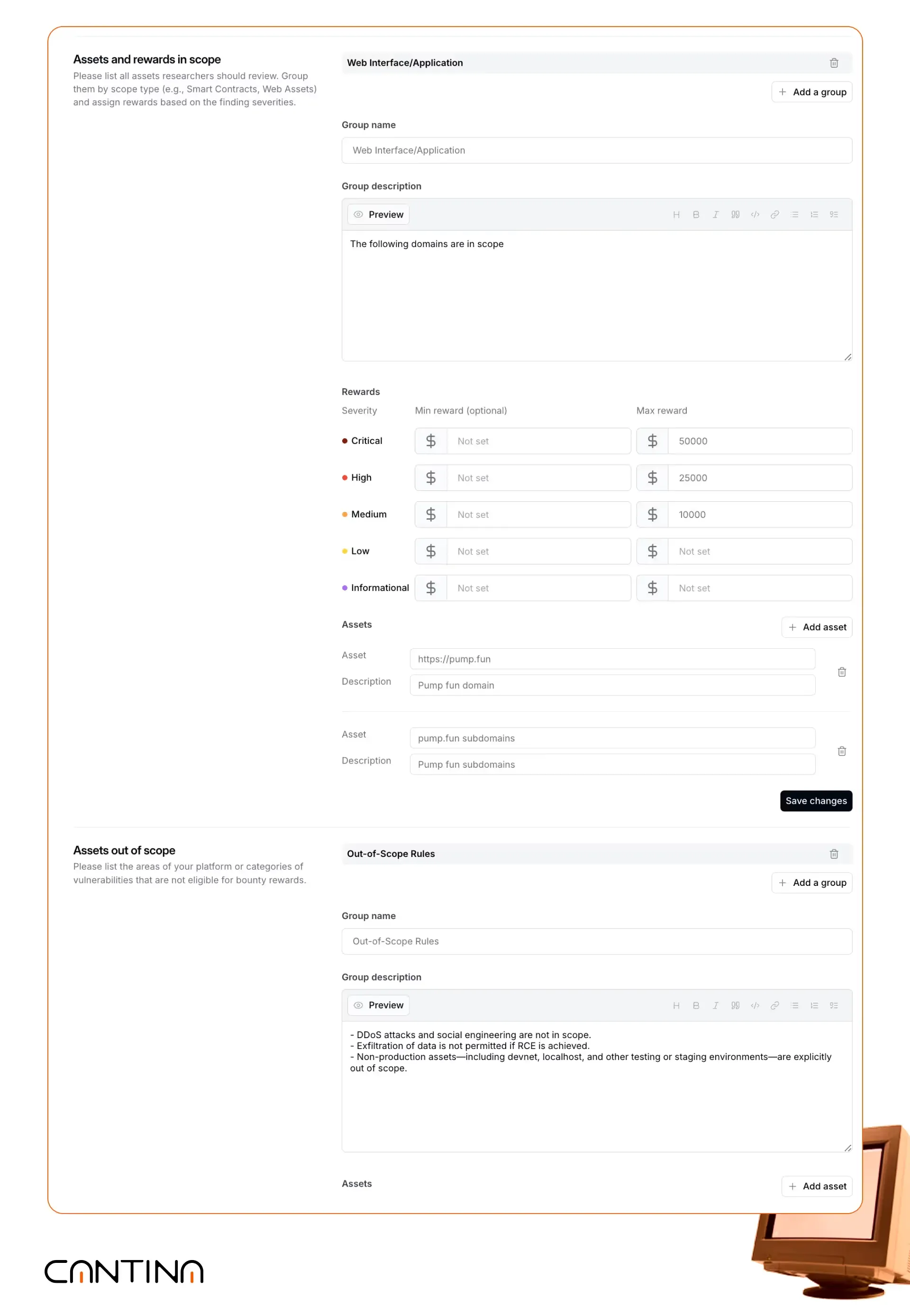 Flexible bounty scoping now supports nested assets, out-of-scope definitions, and severity-based reward tiers
