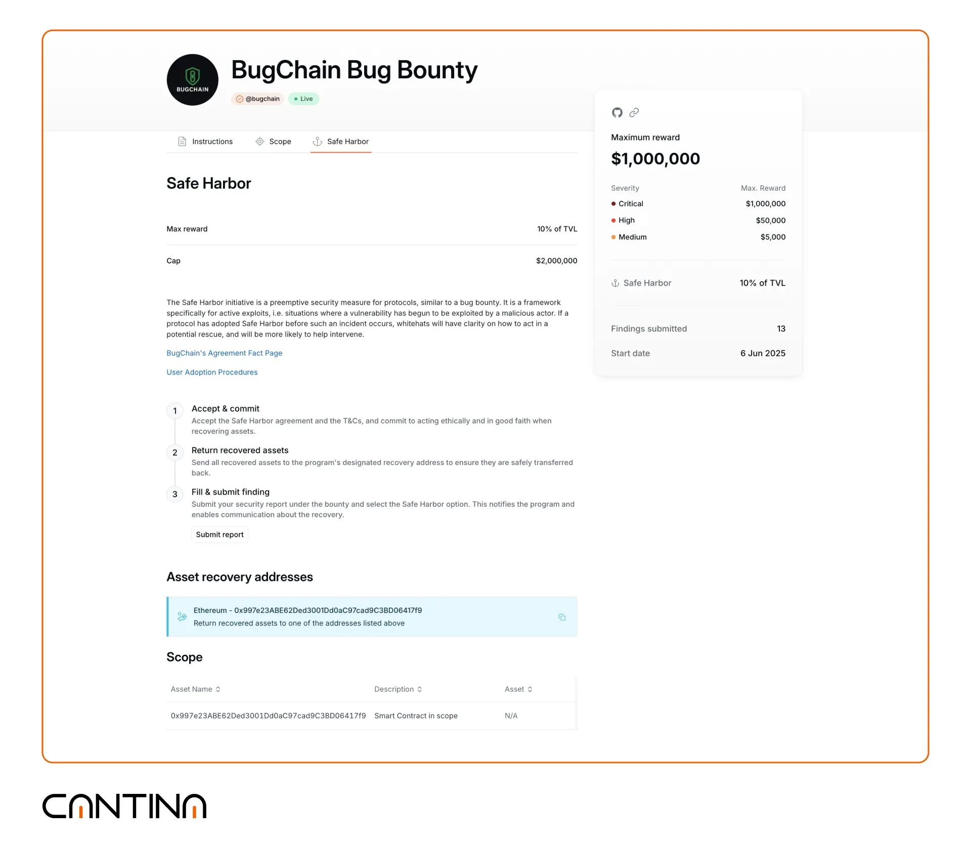 Cantina Code: Legal Protection for researchers