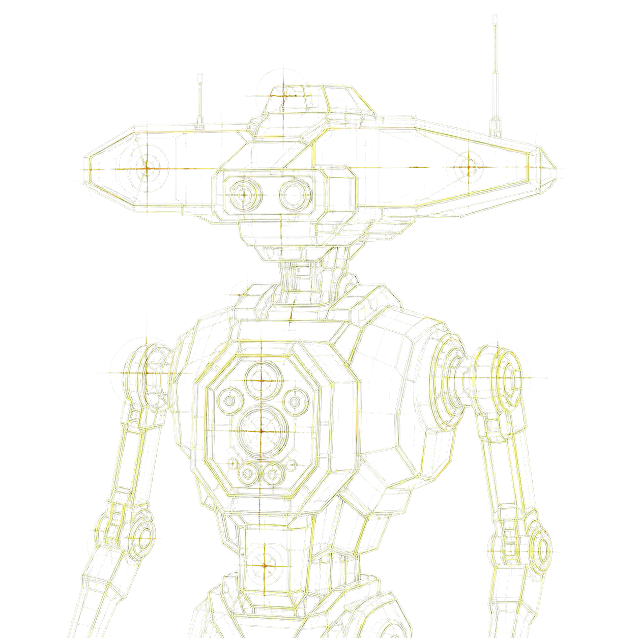 Upper-torso blueprint drawing representing the Identity and SaaS agent