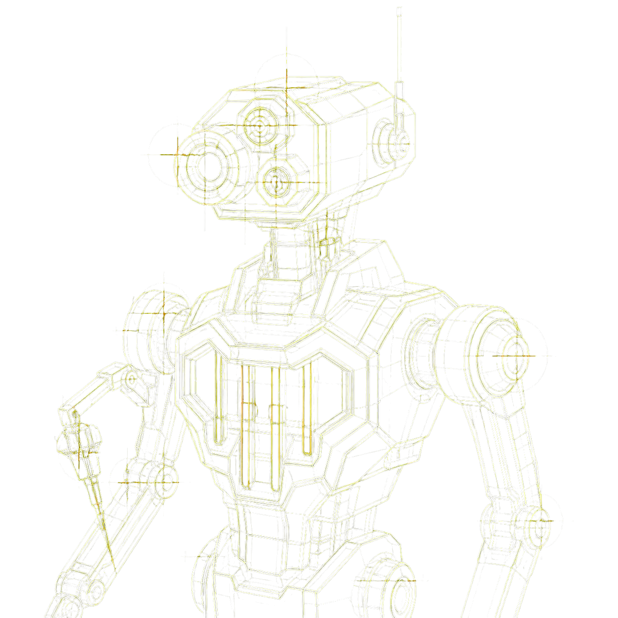 Upper-torso blueprint drawing representing the AppSec agent